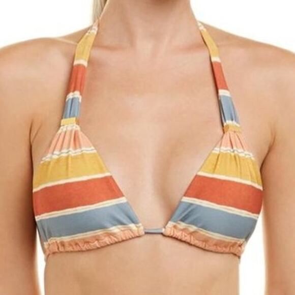 VIX PAULA HERMANNY Guadalupe Striped Triangle Bikini Top Small - Picture 1 of 5
